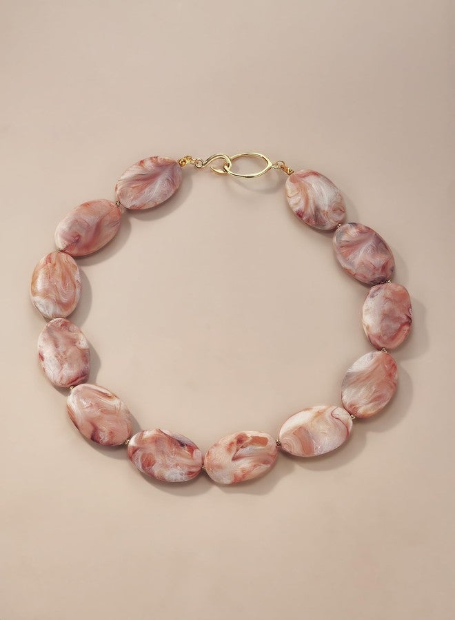 SNGIA Large Red Brown Burgundy Resin Acrylic Beaded Choker Statement Necklace for Women by SNGIA, Maroon Chunky Spiritual Healing Costume Chain Link Collar Jewelry, Colorful Thick Bold Trendy Bohemian Mala Bead Preppy Retro Handmade Exaggerated Gifts, Bulky Vintage Unique Cute Baroque Summer Fall Winter Beach Fashion Nickle Free Charm Accessories - Image 3
